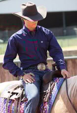 Cinch Mens Classic Cinch Dark Royal Blue Solid Long Sleeve Western Button Shirt