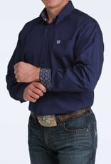 Cinch Mens Classic Cinch Dark Royal Blue Solid Long Sleeve Western Button Shirt
