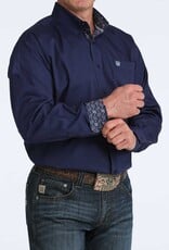 Cinch Mens Classic Cinch Dark Royal Blue Solid Long Sleeve Western Button Shirt