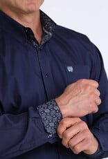Cinch Mens Classic Cinch Dark Royal Blue Solid Long Sleeve Western Button Shirt