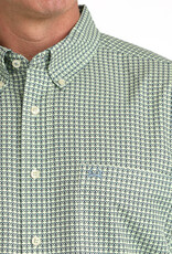 Cinch Mens Cinch Green Print Short Sleeve Arena Flex Western Button Shirt
