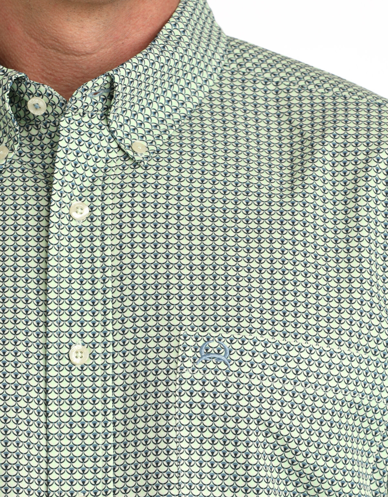 Cinch Mens Cinch Green Print Short Sleeve Arena Flex Western Button Shirt