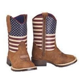 Toddler Jacob Brown RWB Flag Top Western Cowboy Boot