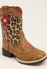 Girls Toddler Avery Leopard Tan Floral Print Western Cowboy Boot