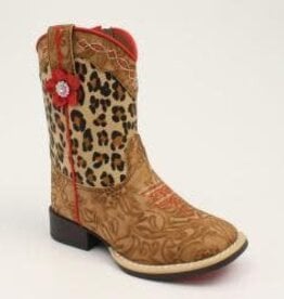 Girls Toddler Avery Leopard Tan Floral Print Western Cowboy Boot