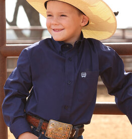 Cinch Boys Cinch Solid Dark Royal Blue Long Sleeve Button Western Shirt