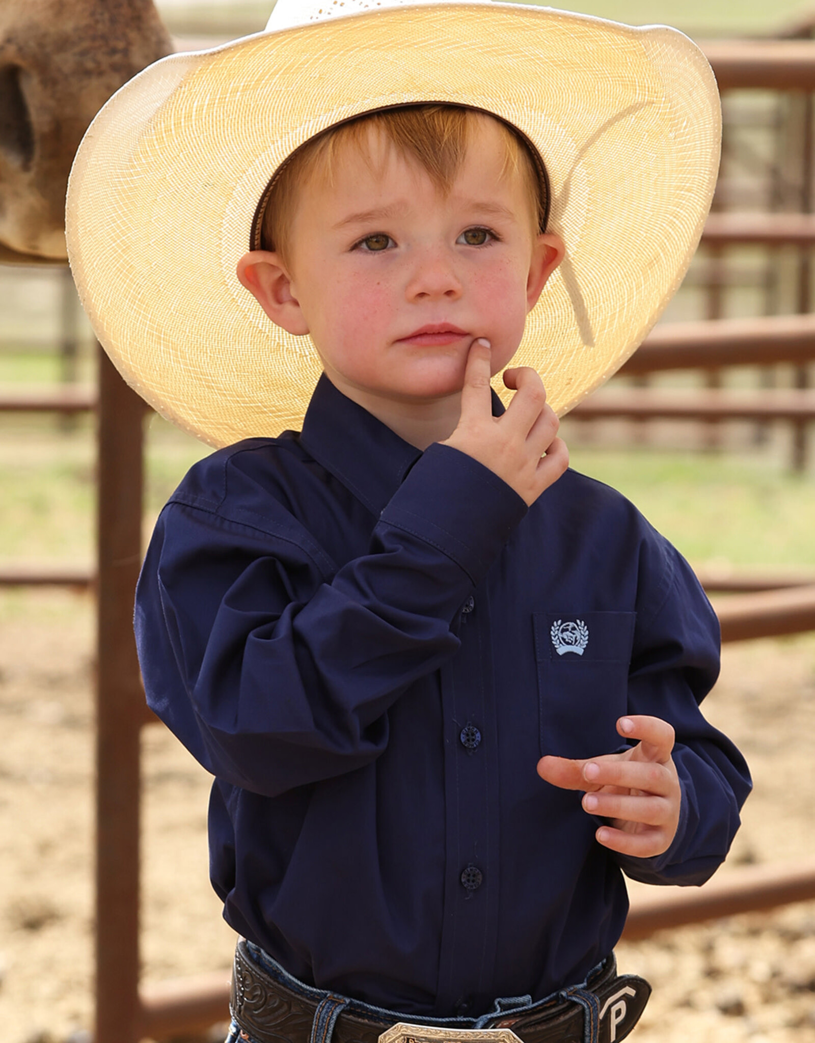 Cinch Boys Toddler Cinch Solid Dark Royal Blue Long Sleeve Western Button Shirt