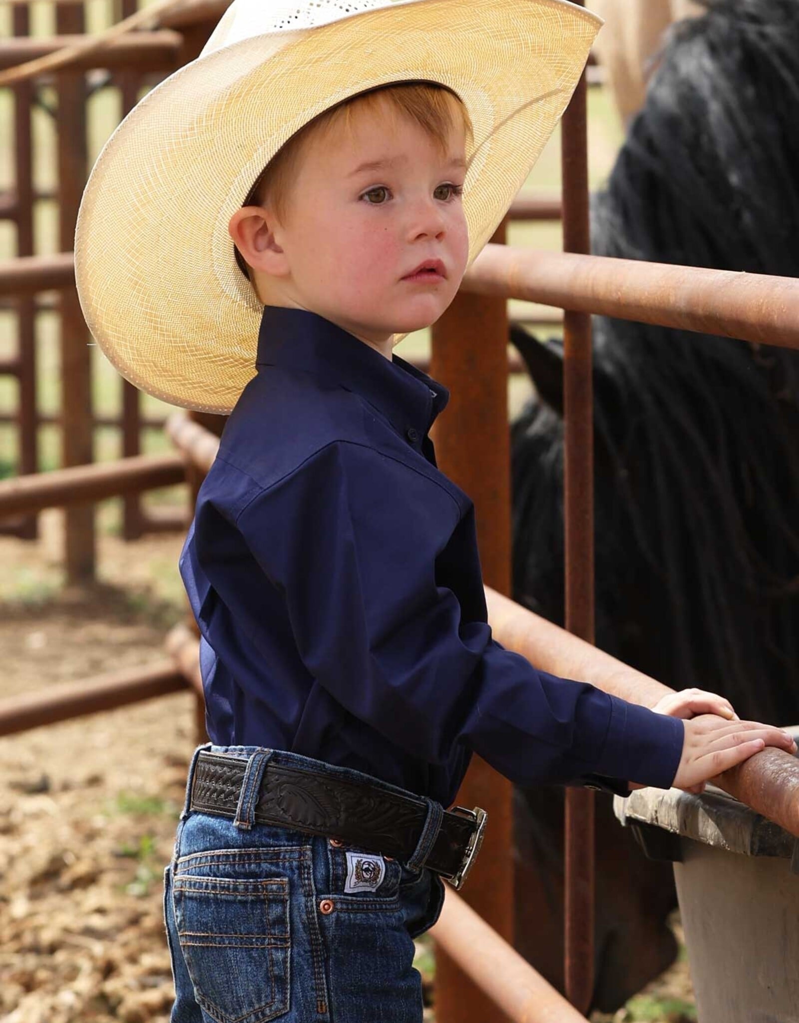 Cinch Boys Infant Cinch Solid Dark Royal Blue Long Sleeve Western Button Shirt