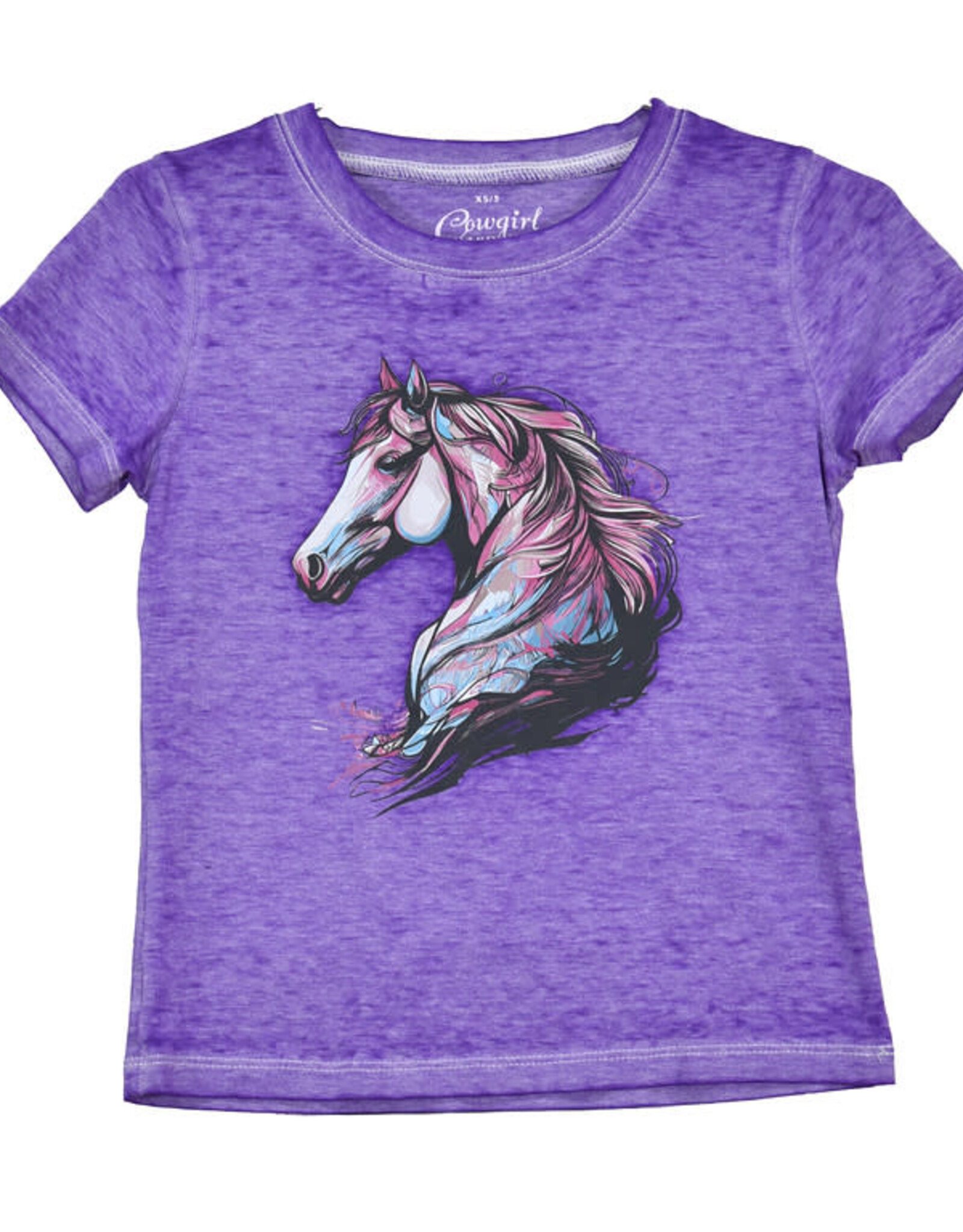 Cowgirl Hardware Purple Watercolor Horse Head Short Sleeve T Shirt