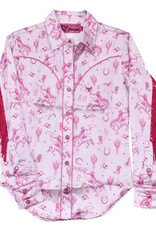 Cowgirl Hardware Toddler Silky Pink Fringe Long Sleeve Western Snap Shirt