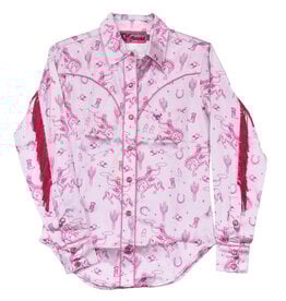 Cowgirl Hardware Toddler Silky Pink Fringe Long Sleeve Western Snap Shirt
