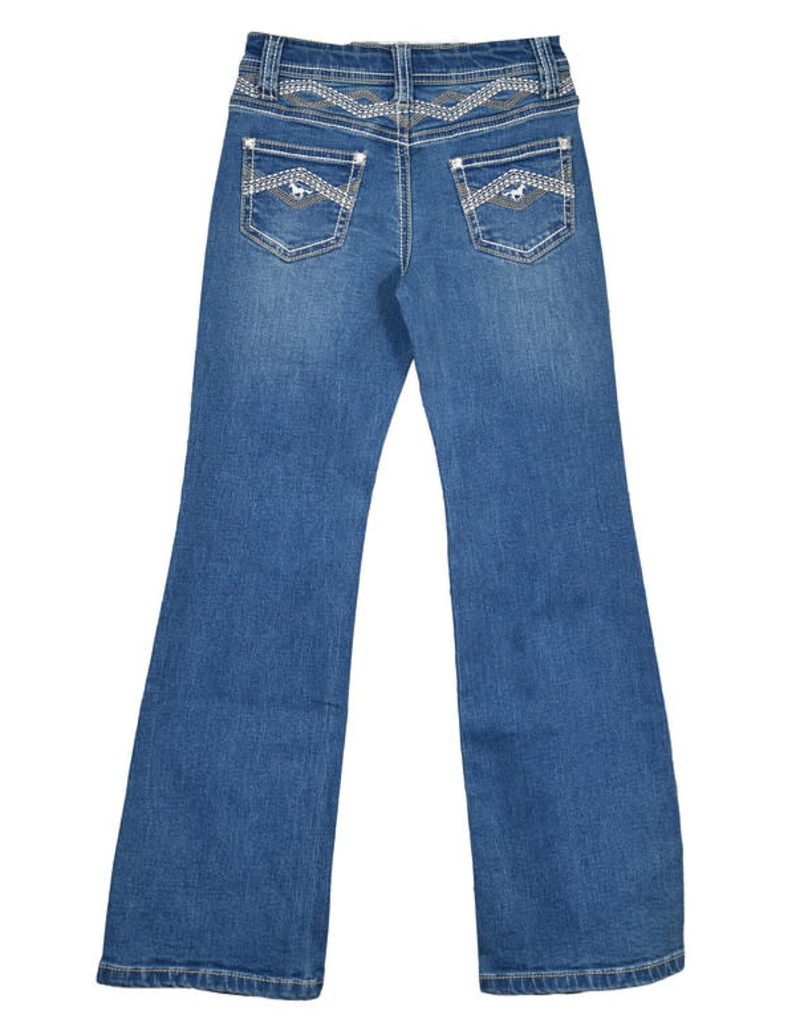 Girls Embroidered Peak Design Boot Cut Western Denim Jeans