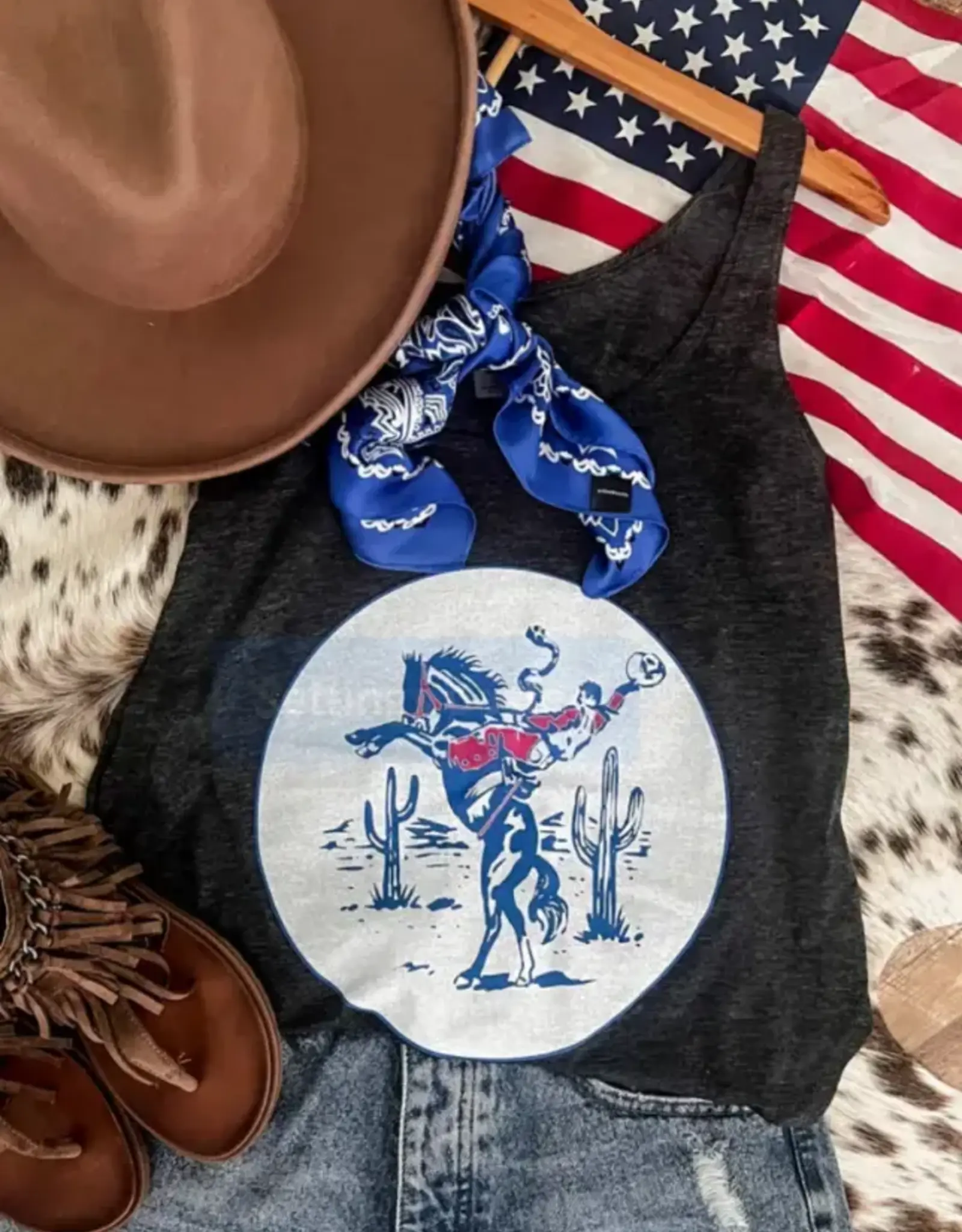 Arrow F Womens Desert Rodeo Western Graphic Tank Top