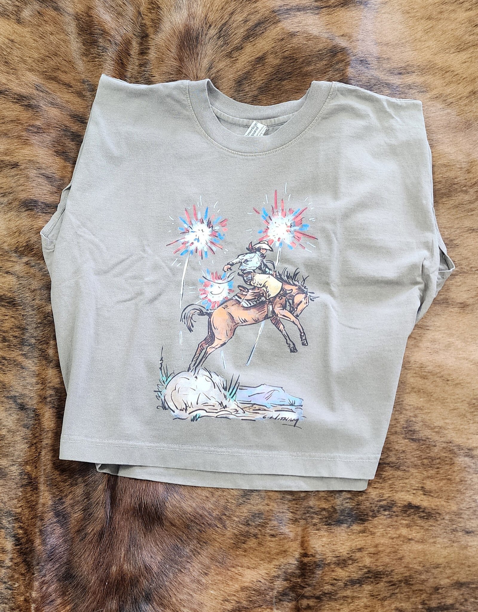 Arrow F Womens Rodeo Firecracker Western Graphic Muscle Tank
