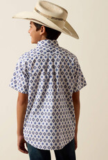 Ariat Boys Ariat White Baxter Southwest Button Short Sleeve Shirt
