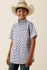 Ariat Boys Ariat White Baxter Southwest Button Short Sleeve Shirt