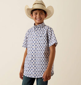 Ariat Boys Ariat White Baxter Southwest Button Short Sleeve Shirt