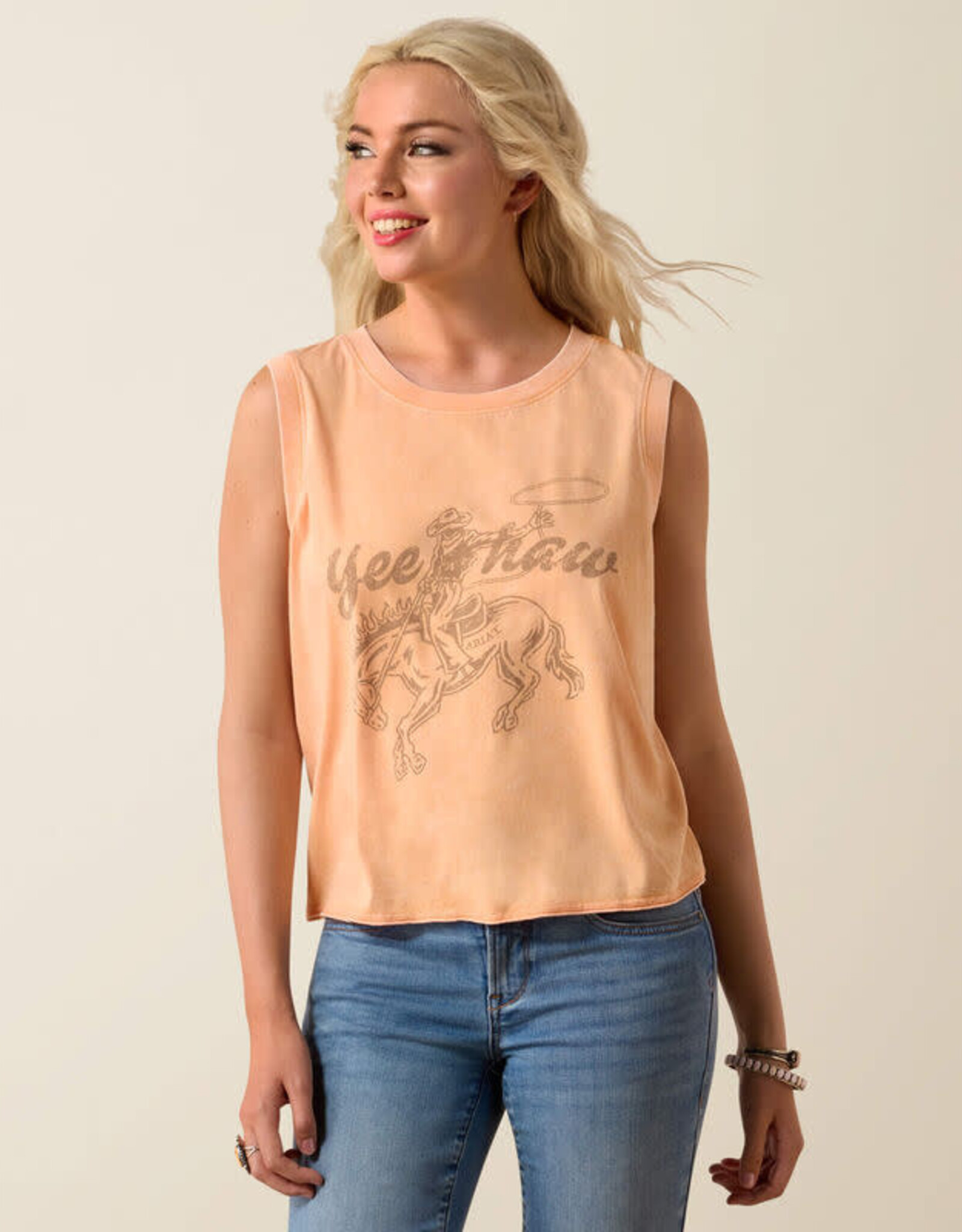 Ariat Womens Ariat Light Orange Wild Roper Tank Top