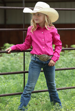 Girls Cruel Girl Solid Fuchsia Pink Long Sleeve Button Western Show Shirt
