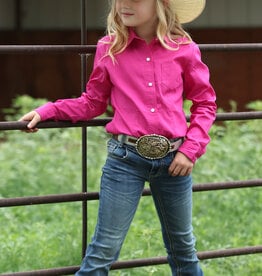 Girls Cruel Girl Solid Fuchsia Pink Long Sleeve Button Western Show Shirt