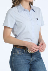 Cinch Womens Cinch Light Blue Arena Flex Short Sleeve Button Shirt