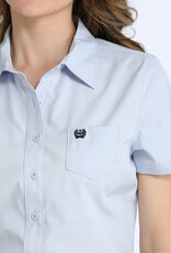 Cinch Womens Cinch Light Blue Arena Flex Short Sleeve Button Shirt