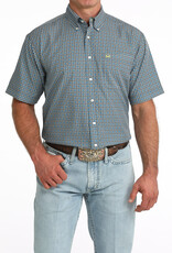 Cinch Mens Cinch Blue Grey Print Short Sleeve Arena Flex Western Button Shirt