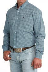 Cinch Mens Classic Cinch Dark Blue Print Long Sleeve Western Button Shirt