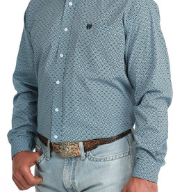 Cinch Mens Classic Cinch Dark Blue Print Long Sleeve Western Button Shirt
