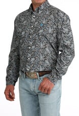 Cinch Mens Classic Cinch Blue and Brown Paisley Long Sleeve Western Button Shirt