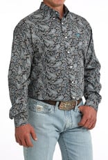 Cinch Mens Classic Cinch Blue and Brown Paisley Long Sleeve Western Button Shirt