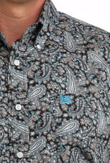 Cinch Mens Classic Cinch Blue and Brown Paisley Long Sleeve Western Button Shirt