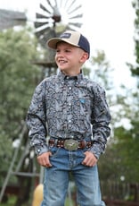 Cinch Boys Cinch Blue Brown Paisley Long Sleeve Button Western Shirt