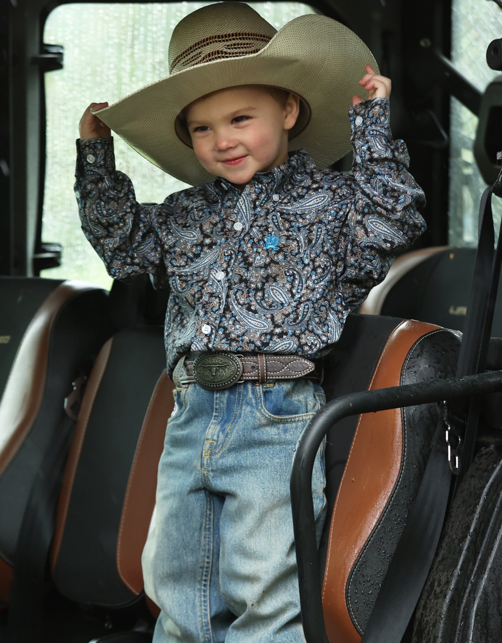 Cinch Boys Toddler Cinch Blue and Brown Paisley Long Sleeve Western Button Shirt