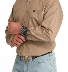 Cinch Mens Classic Cinch Solid Khaki Long Sleeve Western Button Shirt
