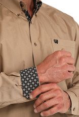Cinch Mens Classic Cinch Solid Khaki Long Sleeve Western Button Shirt