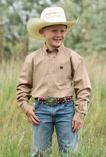 Cinch Boys Cinch Solid Khaki Long Sleeve Button Western Shirt