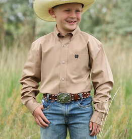 Cinch Boys Cinch Solid Khaki Long Sleeve Button Western Shirt