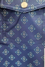 Mens Rock & Roll Navy Print Vented TEK Core Short  Sleeve Snap Shirt