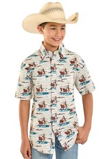 Boys Rock N Roll Western Scene Short Sleeve Snap Shirt