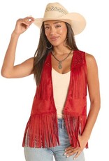 Womens Rock N Roll Rust Studded Fringe Western Vest