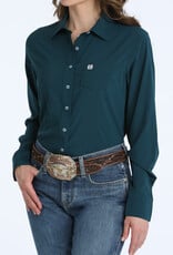 Cinch Womens Cinch Teal Perforated Arenaflex Long Sleeve Button Arena Shirt