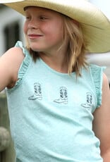 Cruel Girl Girls Heather Blue Cowboy Boot Ruffle Sleeve Tank Top