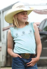 Cruel Girl Girls Heather Blue Cowboy Boot Ruffle Sleeve Tank Top