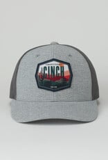 Cinch Mens Cinch Pioneers & Patriots Patch Grey Mesh Snapback Trucker Ball Cap