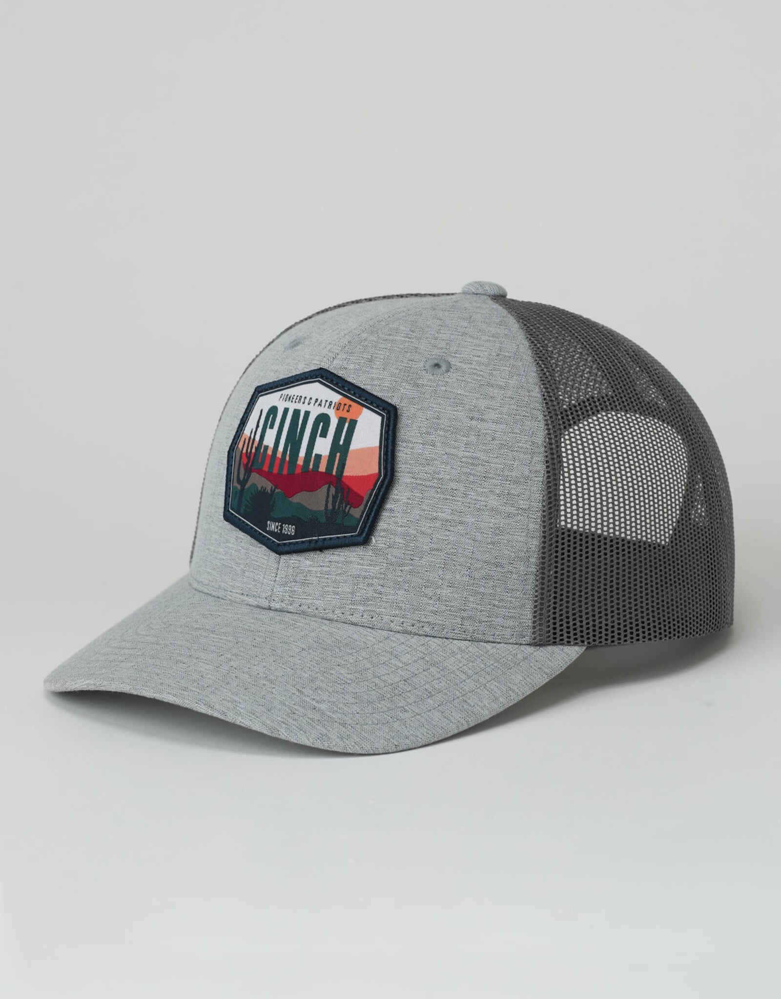 Cinch Mens Cinch Pioneers & Patriots Patch Grey Mesh Snapback Trucker Ball Cap