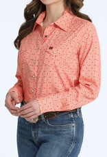 Cinch Womens Cinch Coral Print Arena Flex Long Sleeve Western Snap Shirt