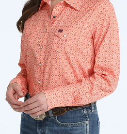 Cinch Womens Cinch Coral Print Arena Flex Long Sleeve Western Snap Shirt