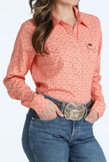 Cinch Womens Cinch Coral Print Arena Flex Long Sleeve Western Snap Shirt
