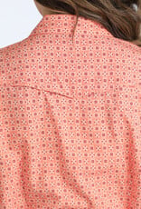 Cinch Womens Cinch Coral Print Arena Flex Long Sleeve Western Snap Shirt
